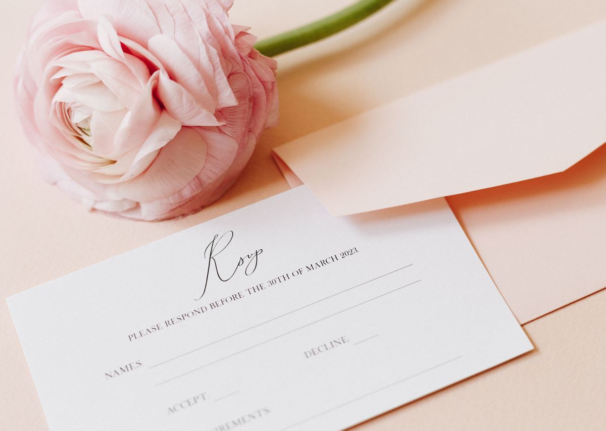 Sunset Paperie Wedding Invitations Suite RSVP card