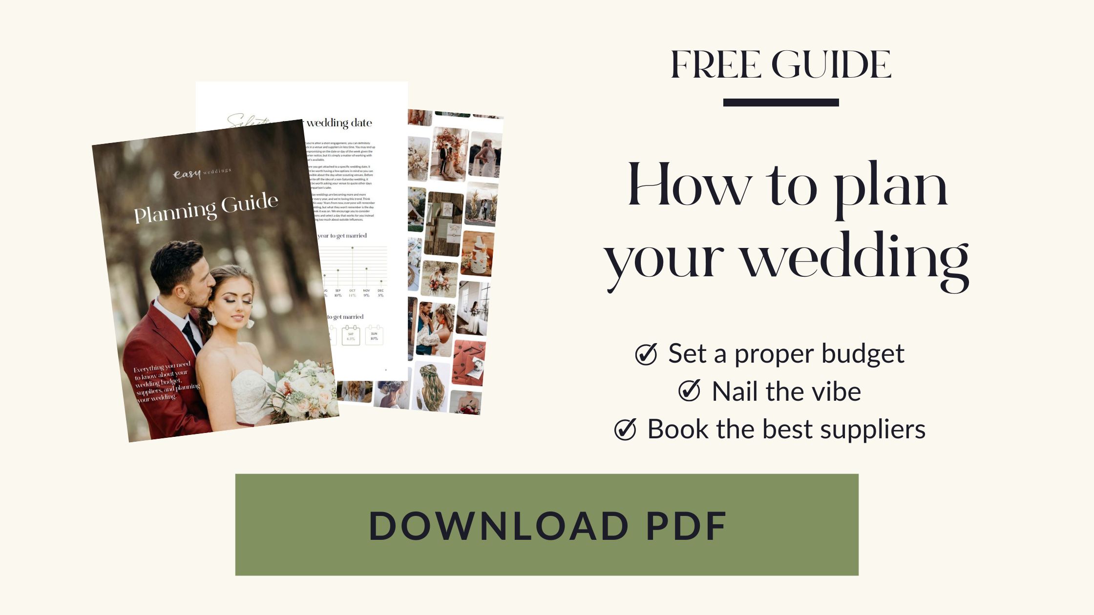 Download your free wedding planning guide PDF including how to set a wedding budget