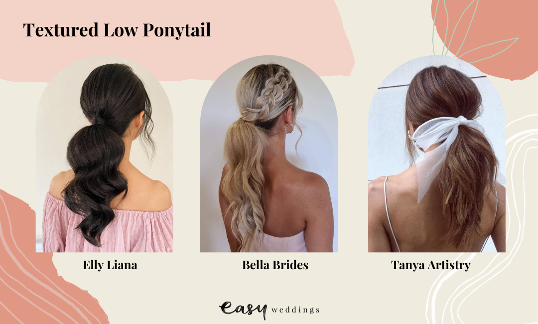 Textured Low Ponytail Long Hair Wedding Hairstyles Trends