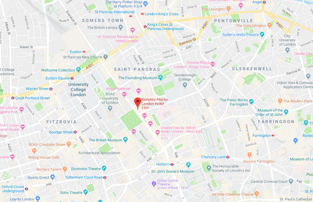 Kimpton Fitzroy London wedding map