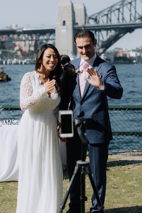 Couple livestream their Australian elopement with loved ones across the globe. Photo courtesy of Russell Stafford Photography.