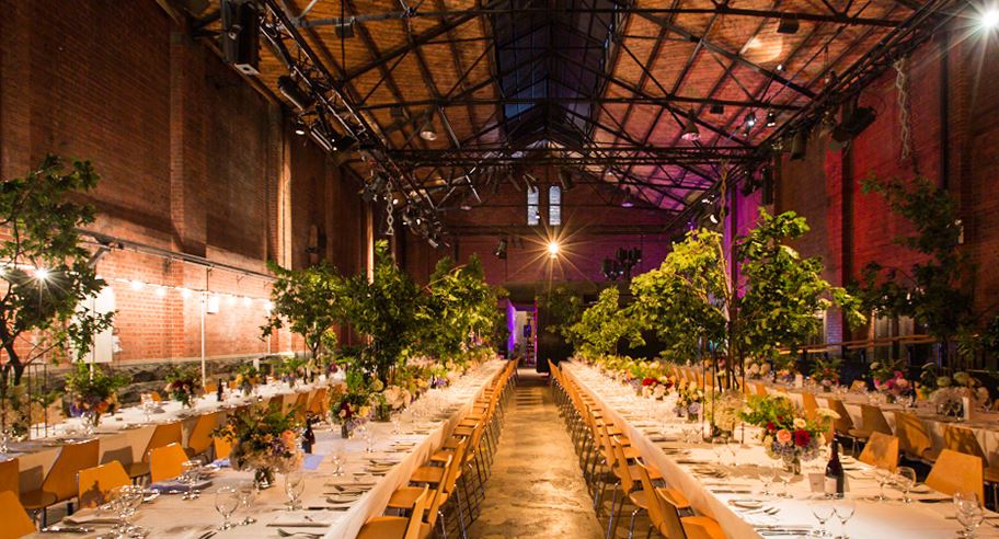 Allowing the outside in creates an other-worldly environment for an industrial reception. Image Spotswood Pumping Station at Scienceworks