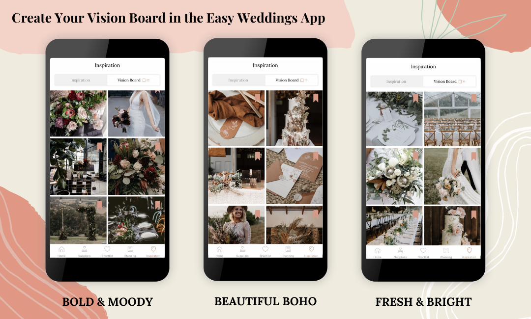 Easy Weddings Mobile App Vision Board Tool