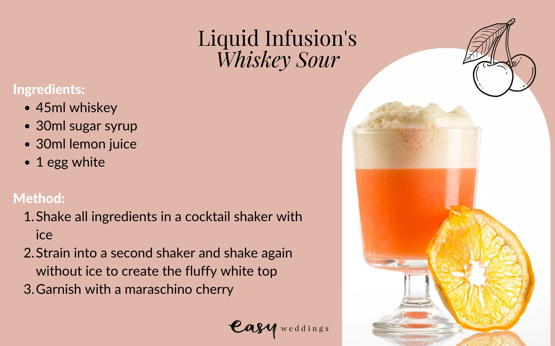 Whiskey Sour Recipe Wedding Cocktail Inspo
