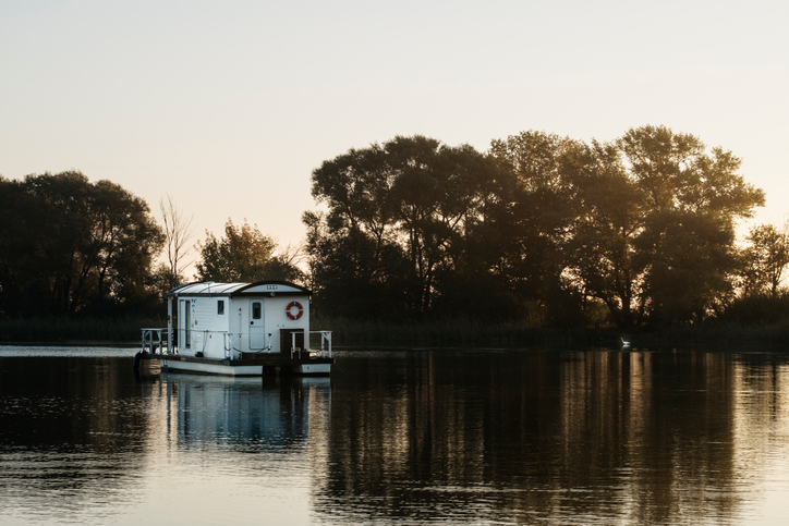 Houseboat floating on water
