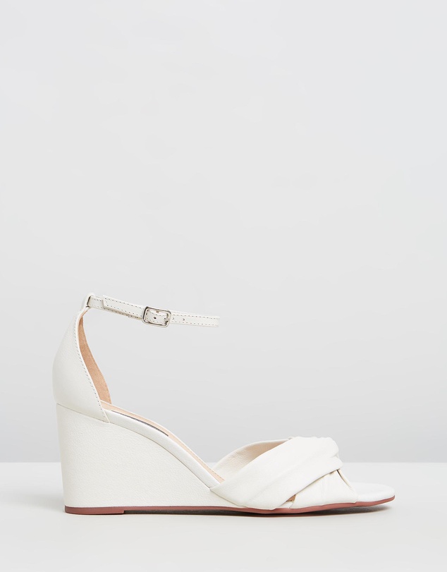 Nina Armando's Mallory Wedding wedges in Ivory 