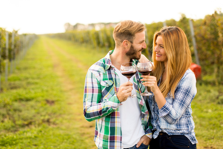 Wine tasting in the vineyard