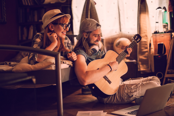 Playing a guitar