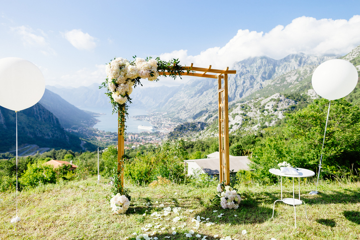 destination wedding arch with decoration