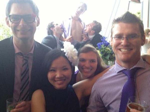 silly wedding photobomb