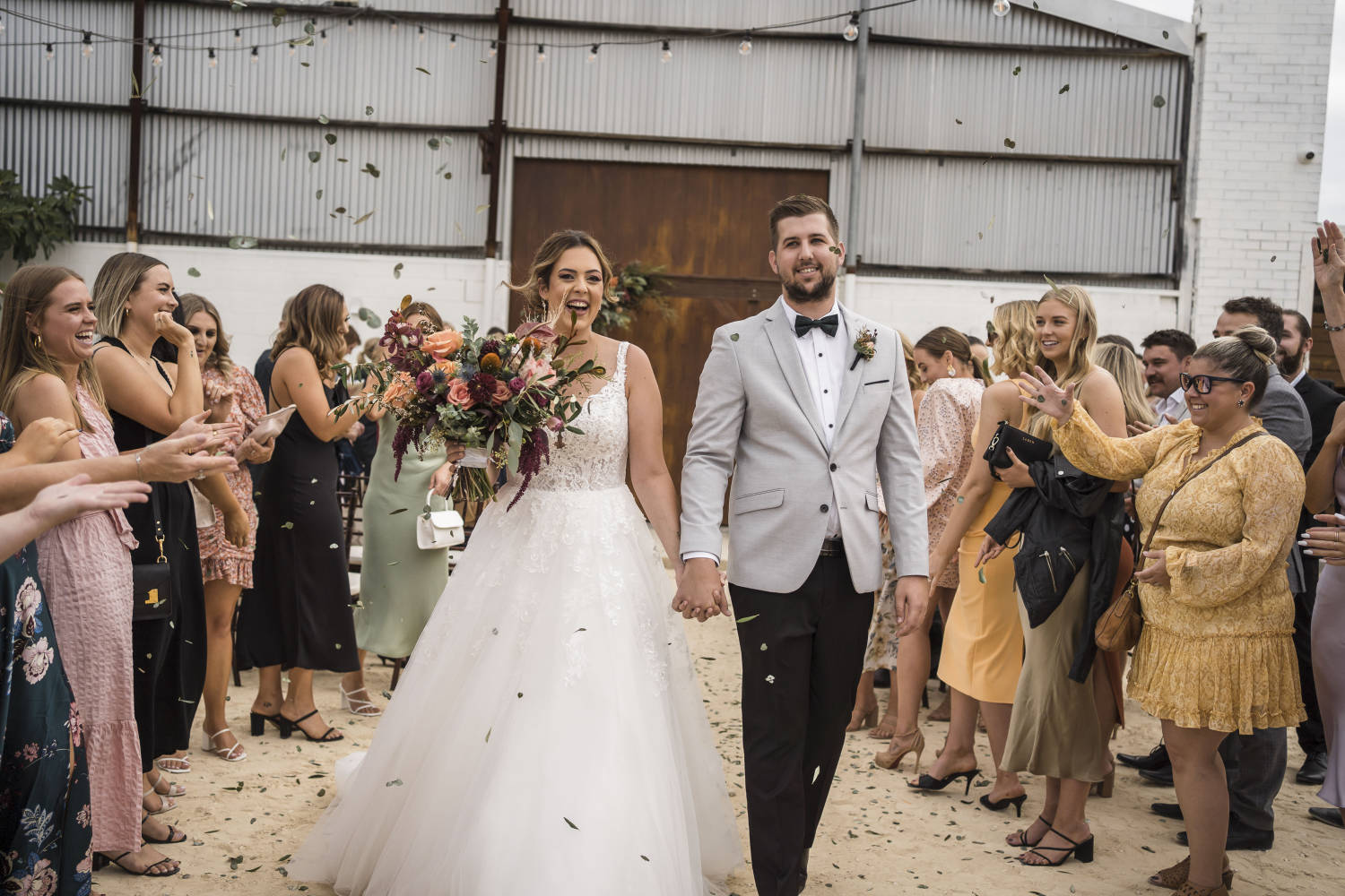 Rustic warehouse wedding at Assembly Yard Fremantle, Perth. Photos by Paul Winzar. Eloise & Liam.