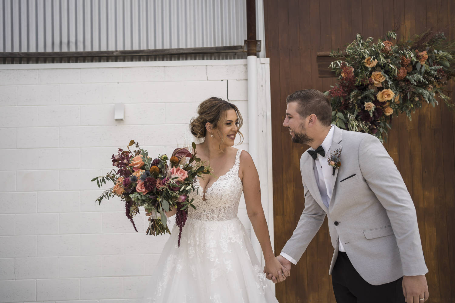 Rustic warehouse wedding at Assembly Yard Fremantle, Perth. Photos by Paul Winzar. Eloise & Liam.