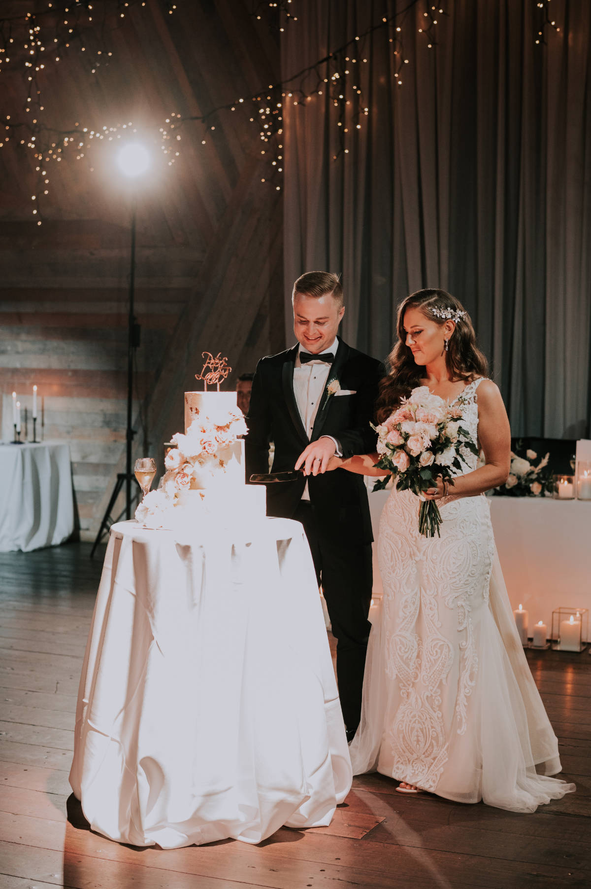 Romantic, elegant, classic style for Lana and Peter at their Cargo Hall wedding by Showtime Event Group at South Wharf, Melbourne.