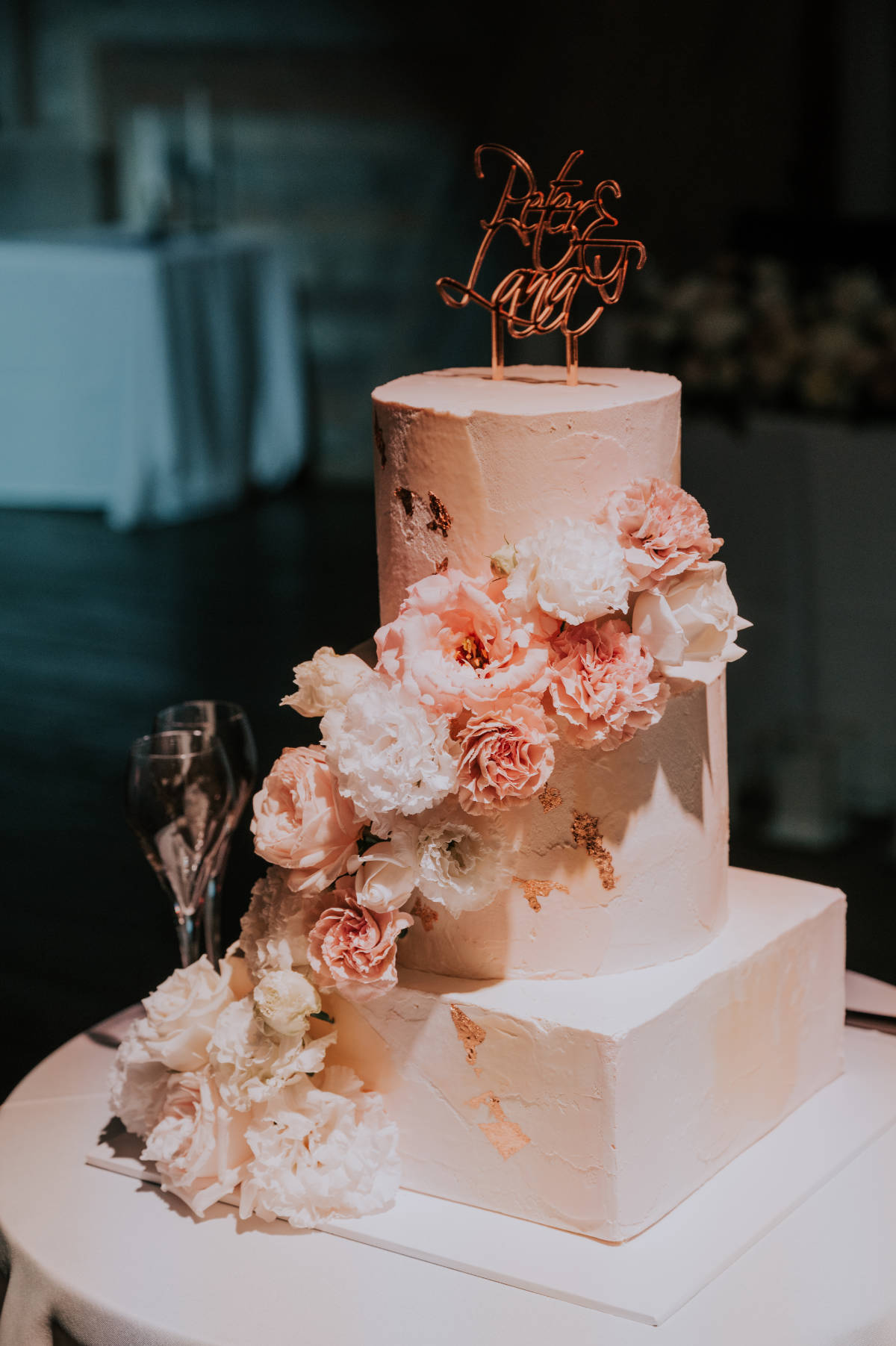 Romantic, elegant, classic style for Lana and Peter at their Cargo Hall wedding by Showtime Event Group at South Wharf, Melbourne.