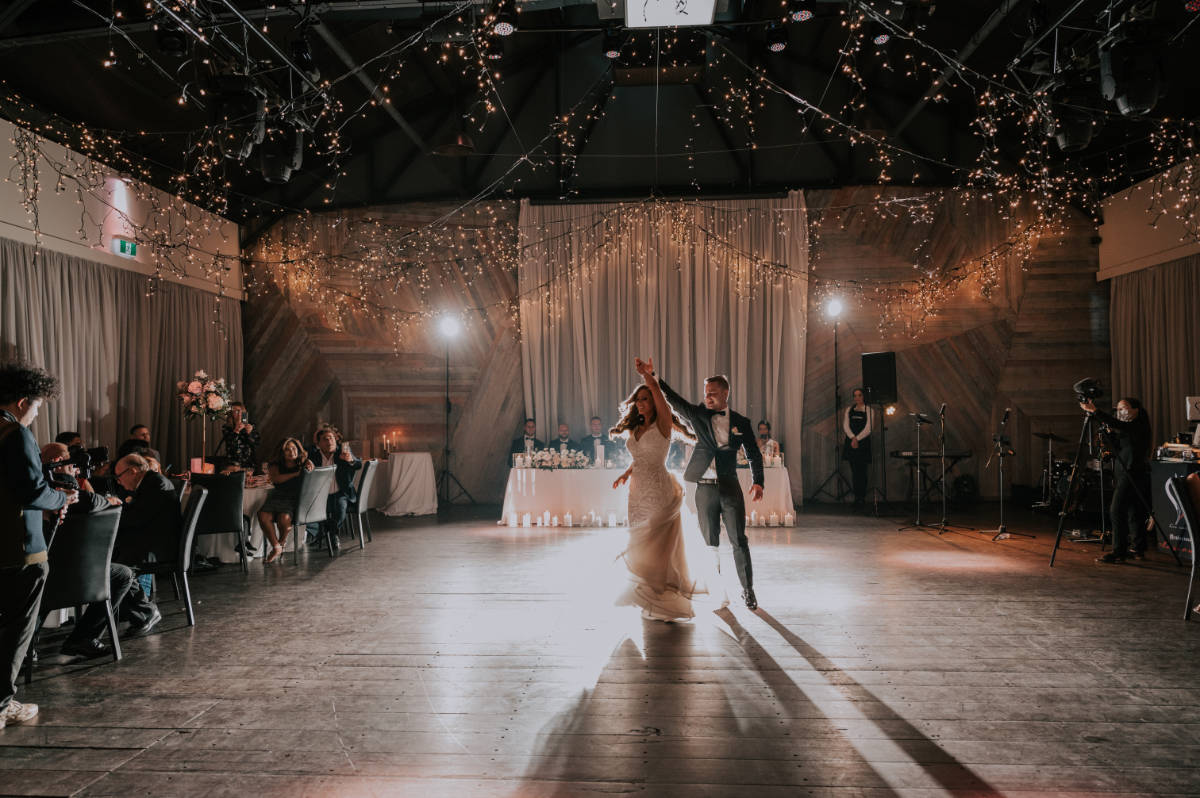 Romantic, elegant, classic style for Lana and Peter at their Cargo Hall wedding by Showtime Event Group at South Wharf, Melbourne.