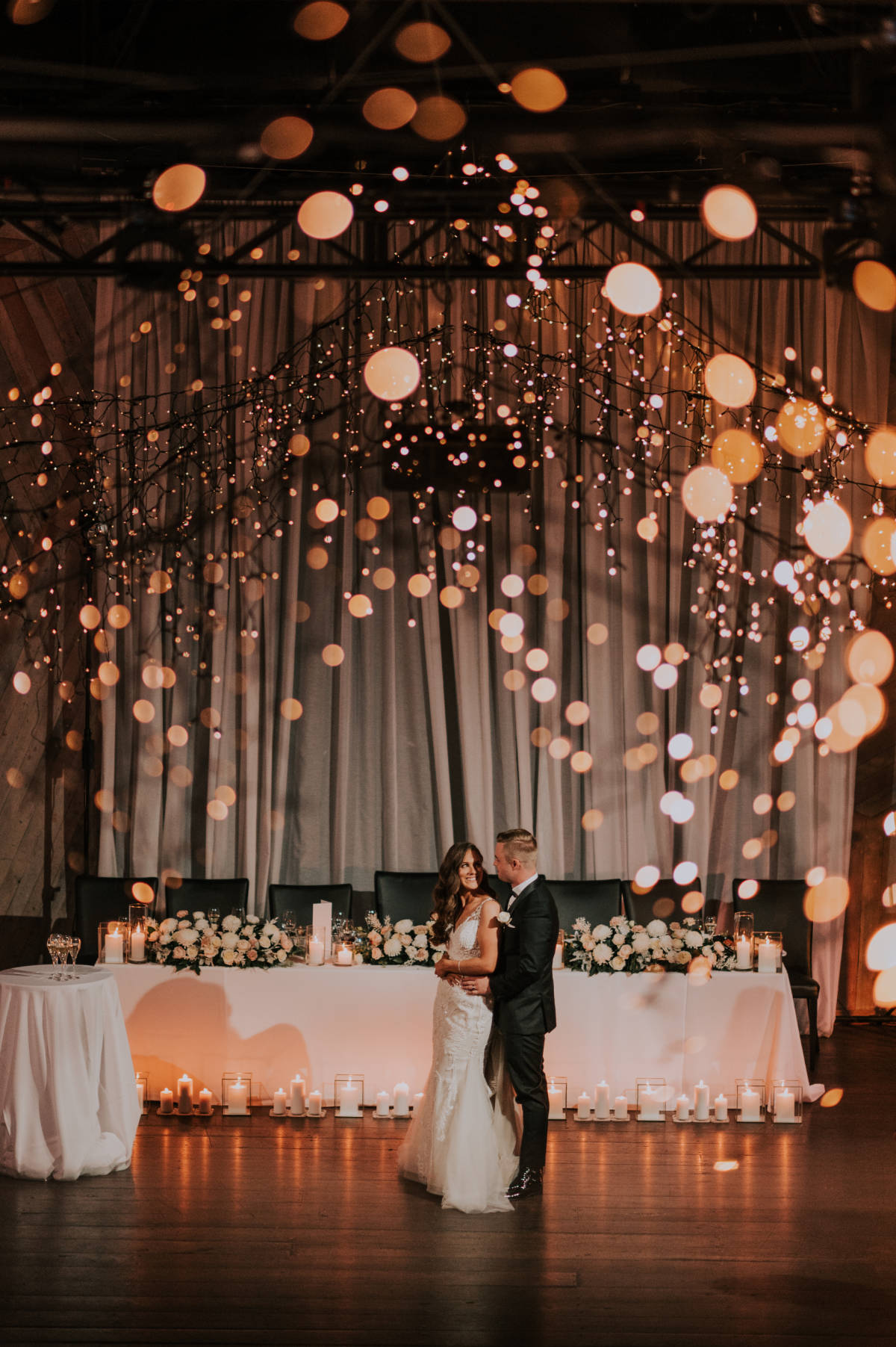 Romantic, elegant, classic style for Lana and Peter at their Cargo Hall wedding by Showtime Event Group at South Wharf, Melbourne.