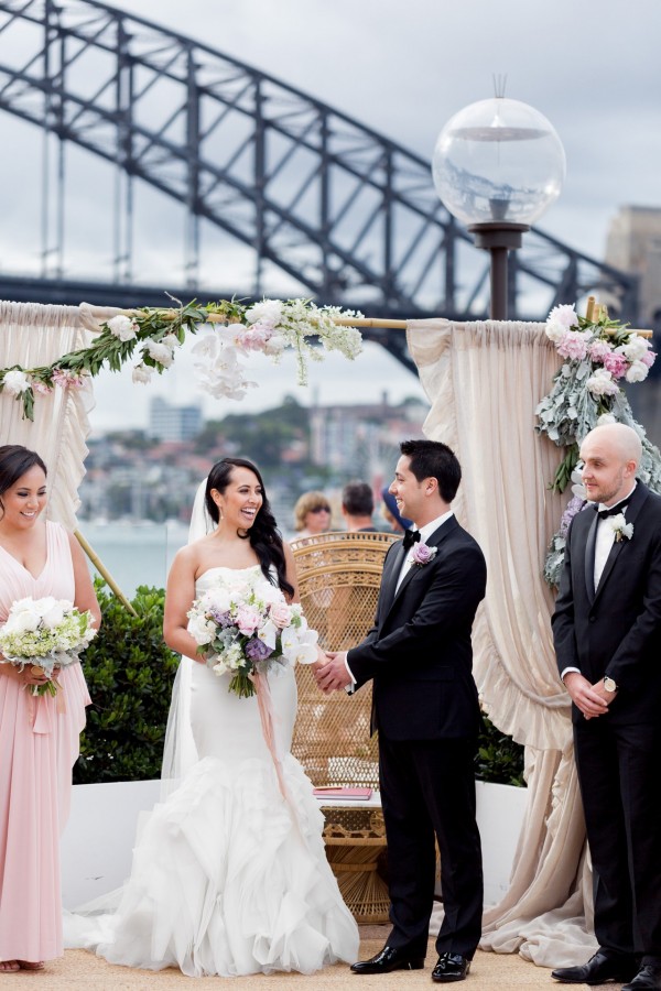 8 gorgeous Sydney Harbour weddings Christine and Paul were married overlooking the Sydney harbour. Image: Hilary Cam Photography