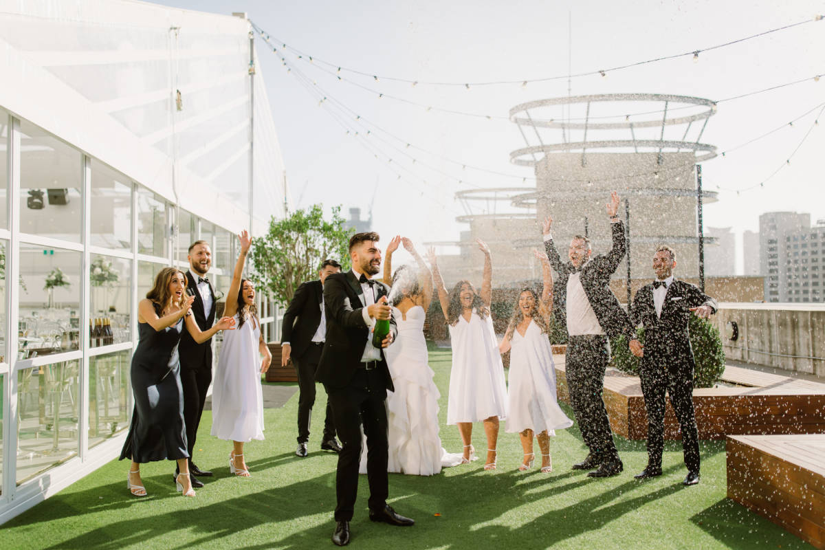 Luxury Crown Aviary rooftop wedding for Karen and Dejan. Photos by Theodore & Co.