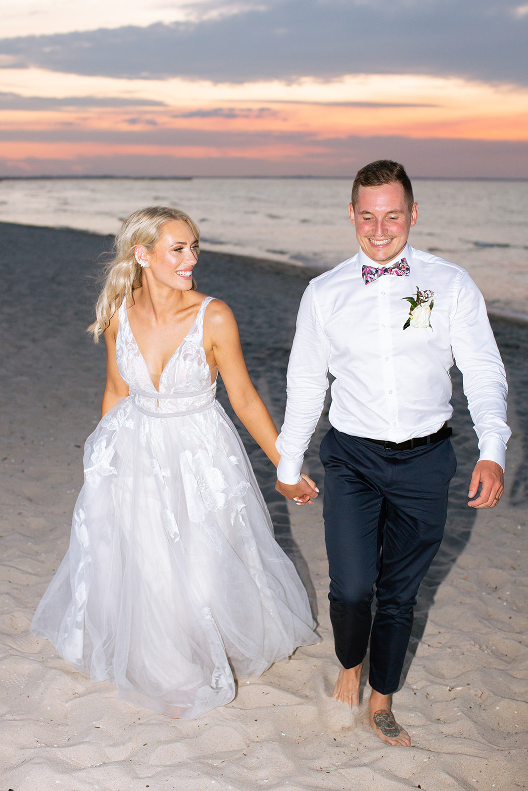 Modern boho wedding on the Mornington Peninsula. Dalywaters Garden Chapel ceremony, reception at Alatonera Restaurant. Photographed by Runaway Hearts. Macy & Sean.