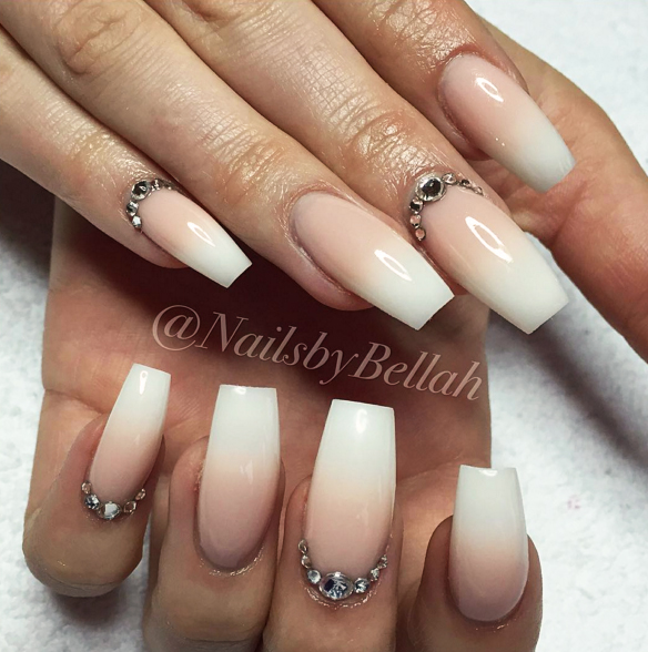 Nailed it: spectacular manicures for your big day Nude white and swarovski nails