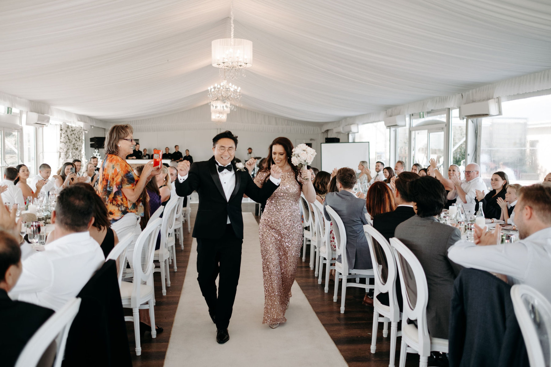 Luxury marquee wedding for Vanessa and Joe at Peterson House Hunter Valley. Planned and styled by Hunter Events NSW. Photographed by Popcorn Photography