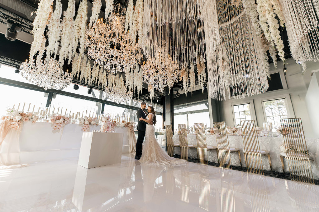 Luxury waterfront wedding styled shoot. Produced by Kate & Co, shot by Inlighten Photography.