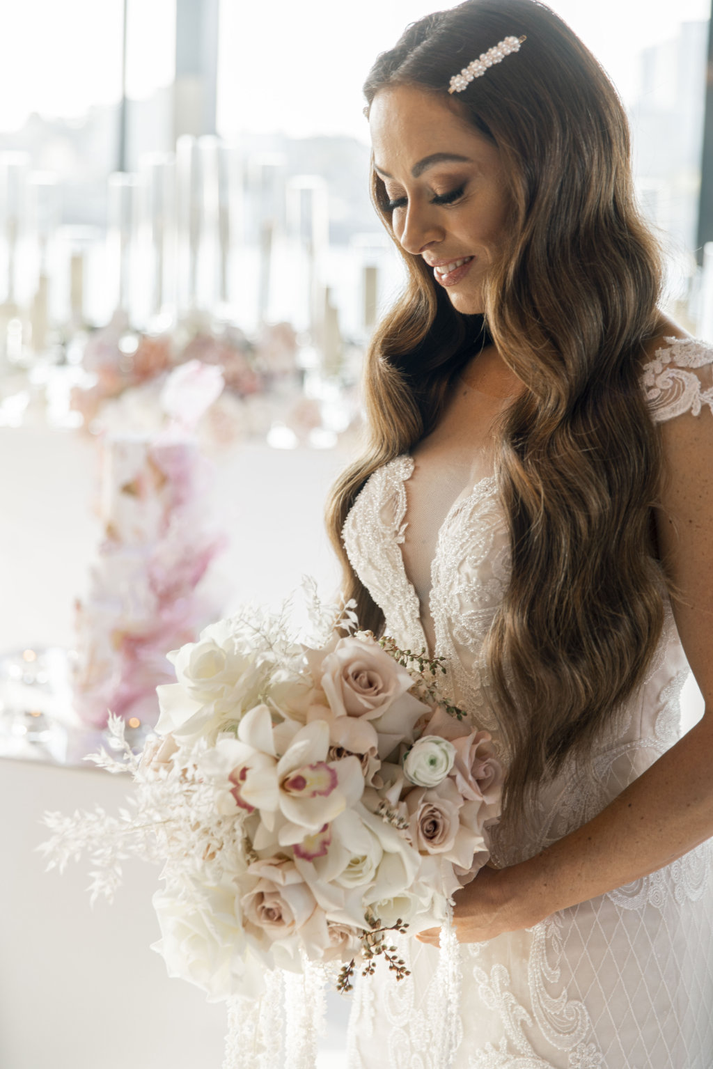 Luxury waterfront wedding styled shoot. Produced by Kate & Co, shot by Inlighten Photography.