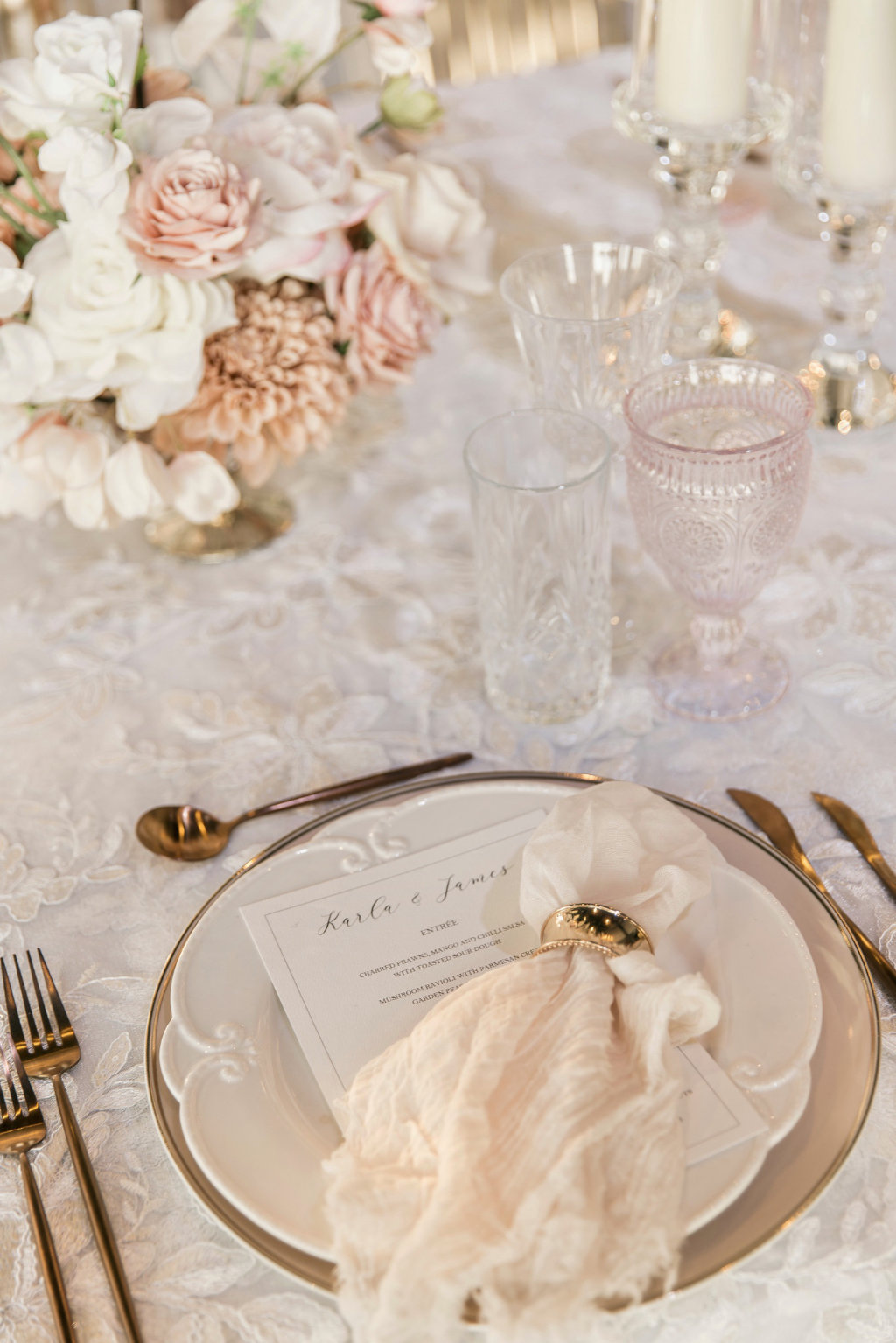 Luxury waterfront wedding styled shoot. Produced by Kate & Co, shot by Inlighten Photography.