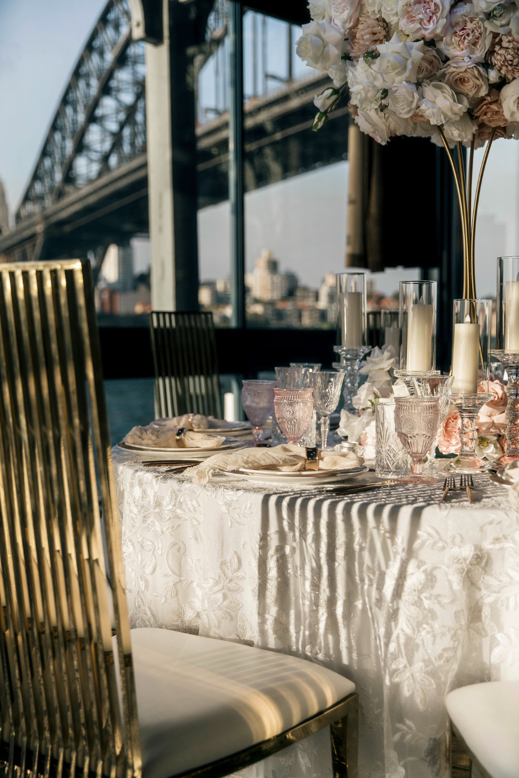 Luxury waterfront wedding styled shoot. Produced by Kate & Co, shot by Inlighten Photography.