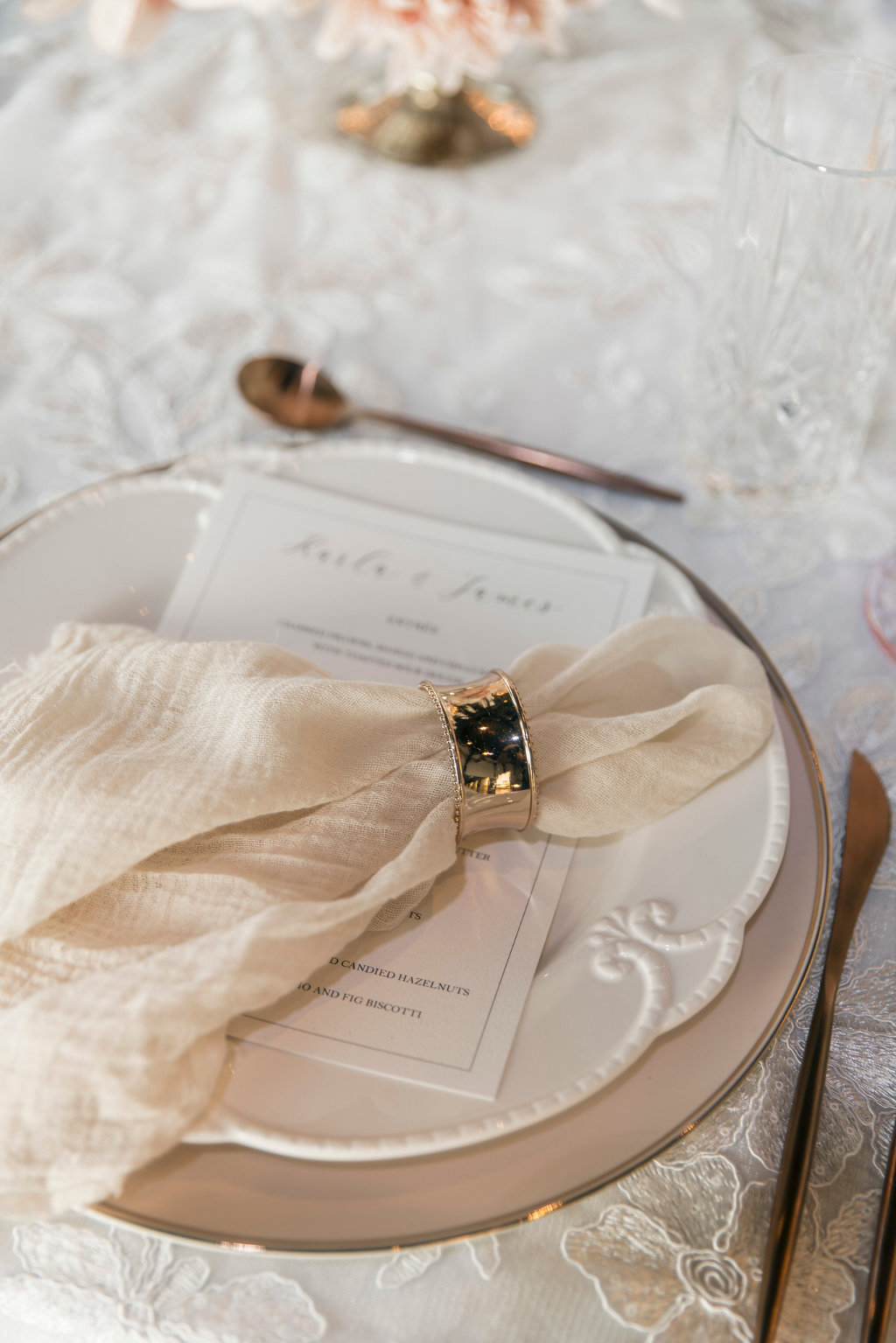 Luxury waterfront wedding styled shoot. Produced by Kate & Co, shot by Inlighten Photography.