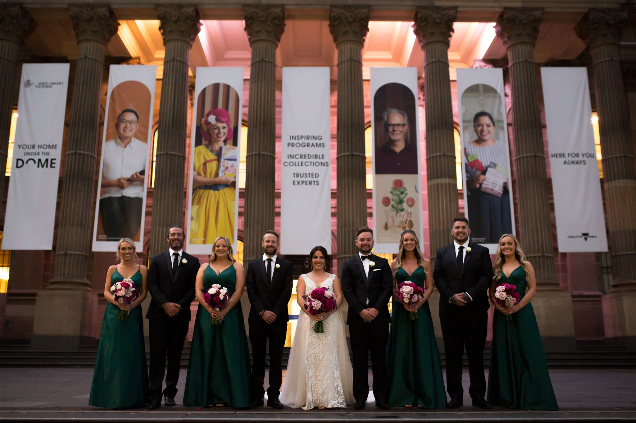 State Library Victoria wedding by Showtime Events. Photos by White Vine Photography. Darcy & Brayden