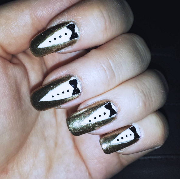 Nailed it: spectacular manicures for your big day gold black and white tuxedo nails