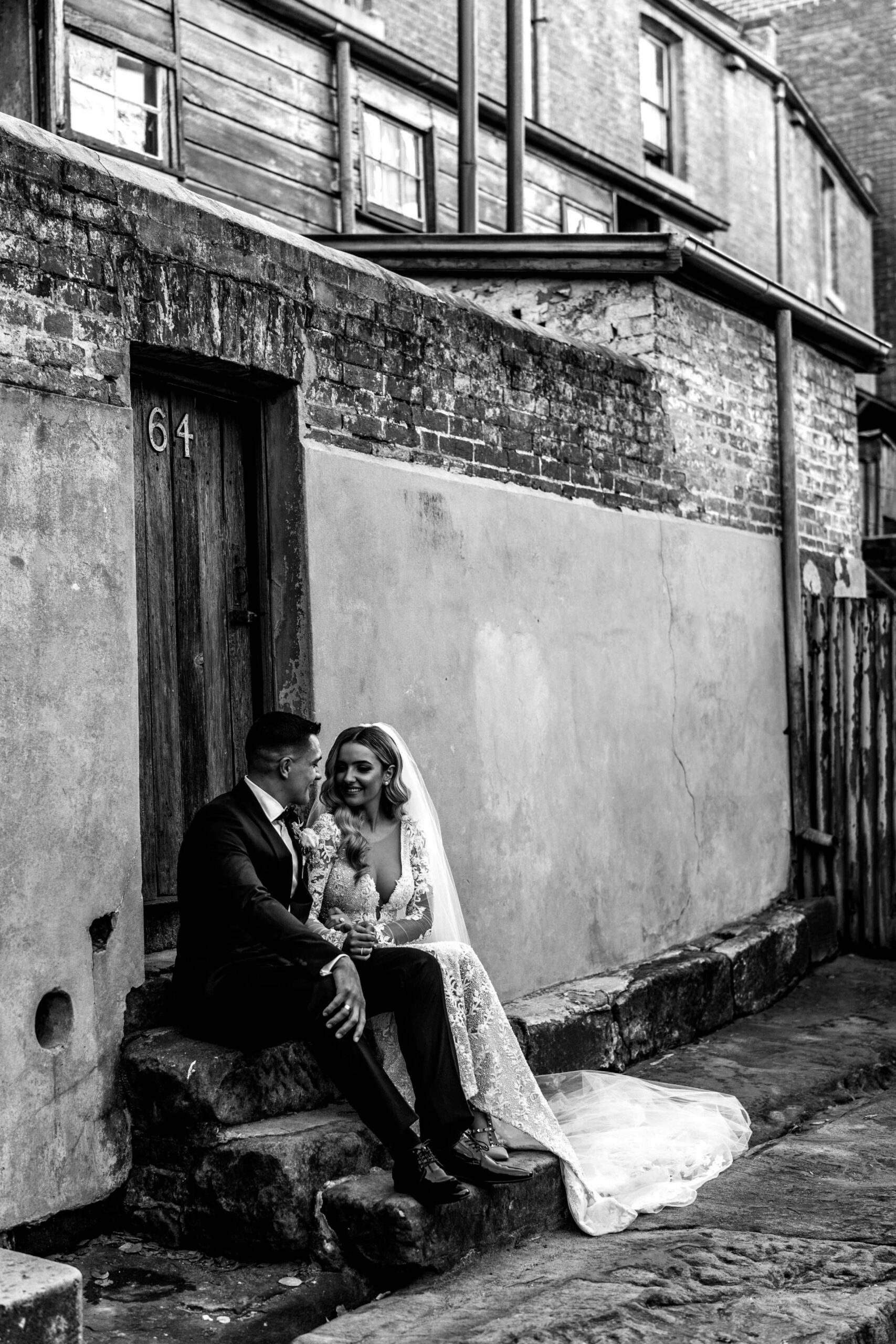 Doltone House Jones Bay Wharf Sydney wedding, Riannon and Mitch, black and white bridal portrait, photo by The Evoke Company