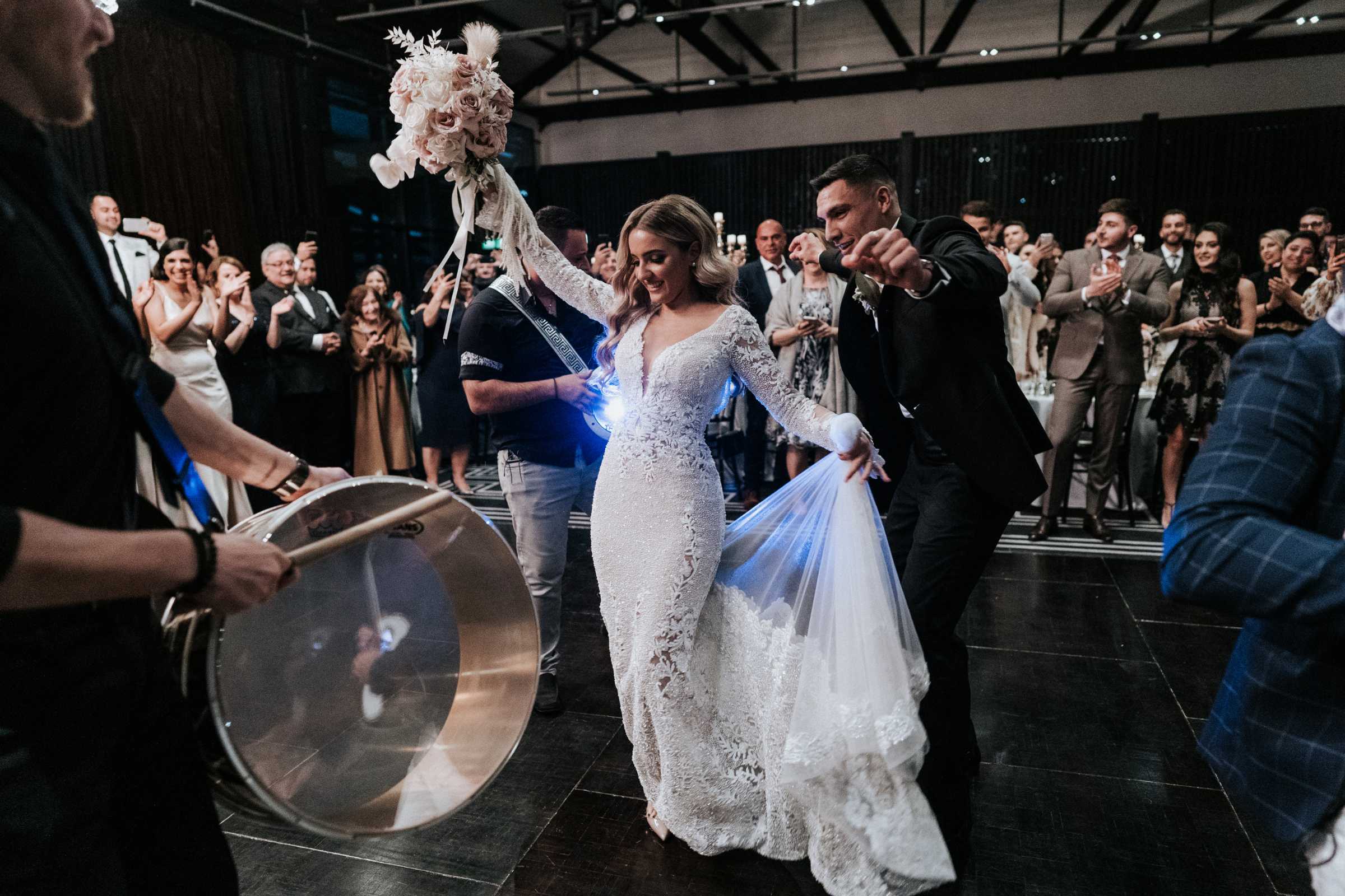 Doltone House Jones Bay Wharf Sydney wedding, Riannon and Mitch, Greek dancing, photo by The Evoke Company