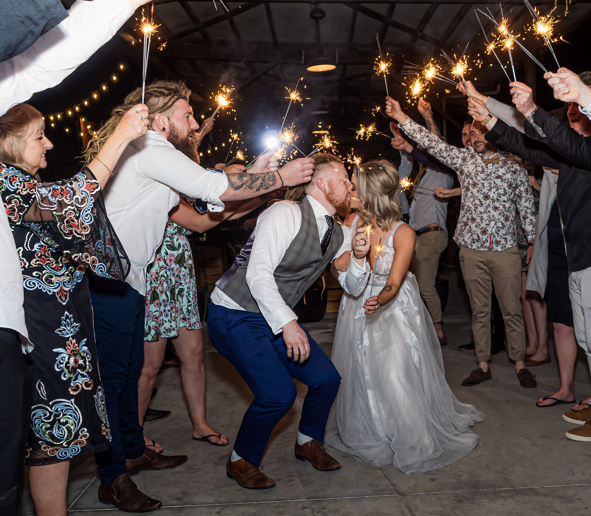 Stacey and Lucas carefully plan surprise rustic industrial wedding ...