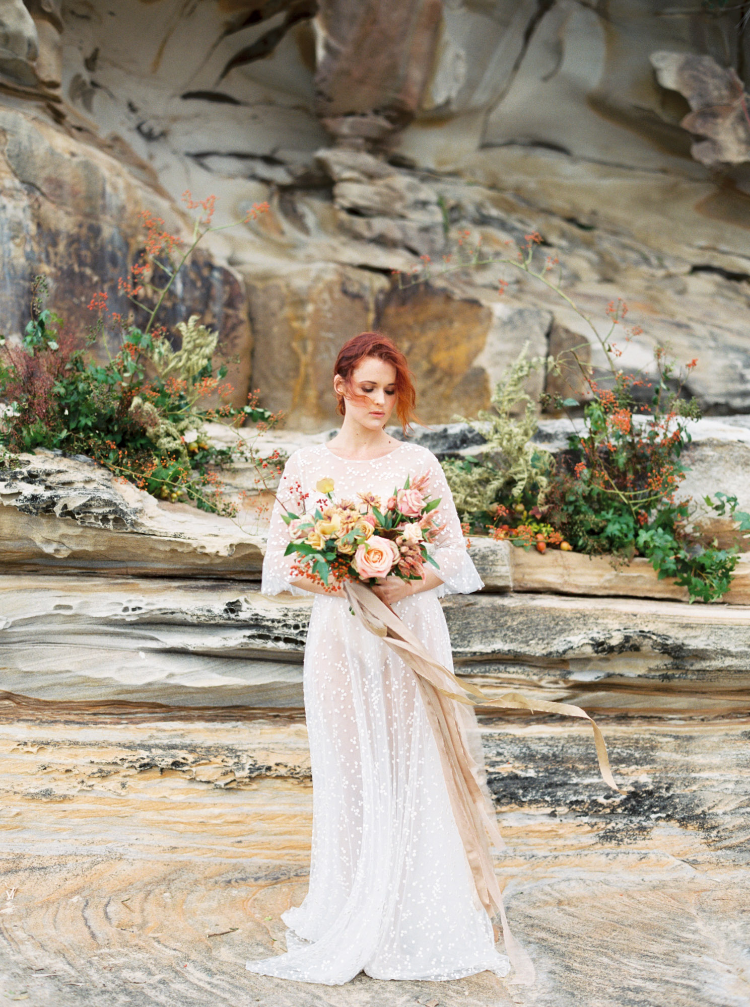 Bridal photoshoot by Central Coast NSW wedding photographer Sheri McMahon, flowers by Trille Floral
