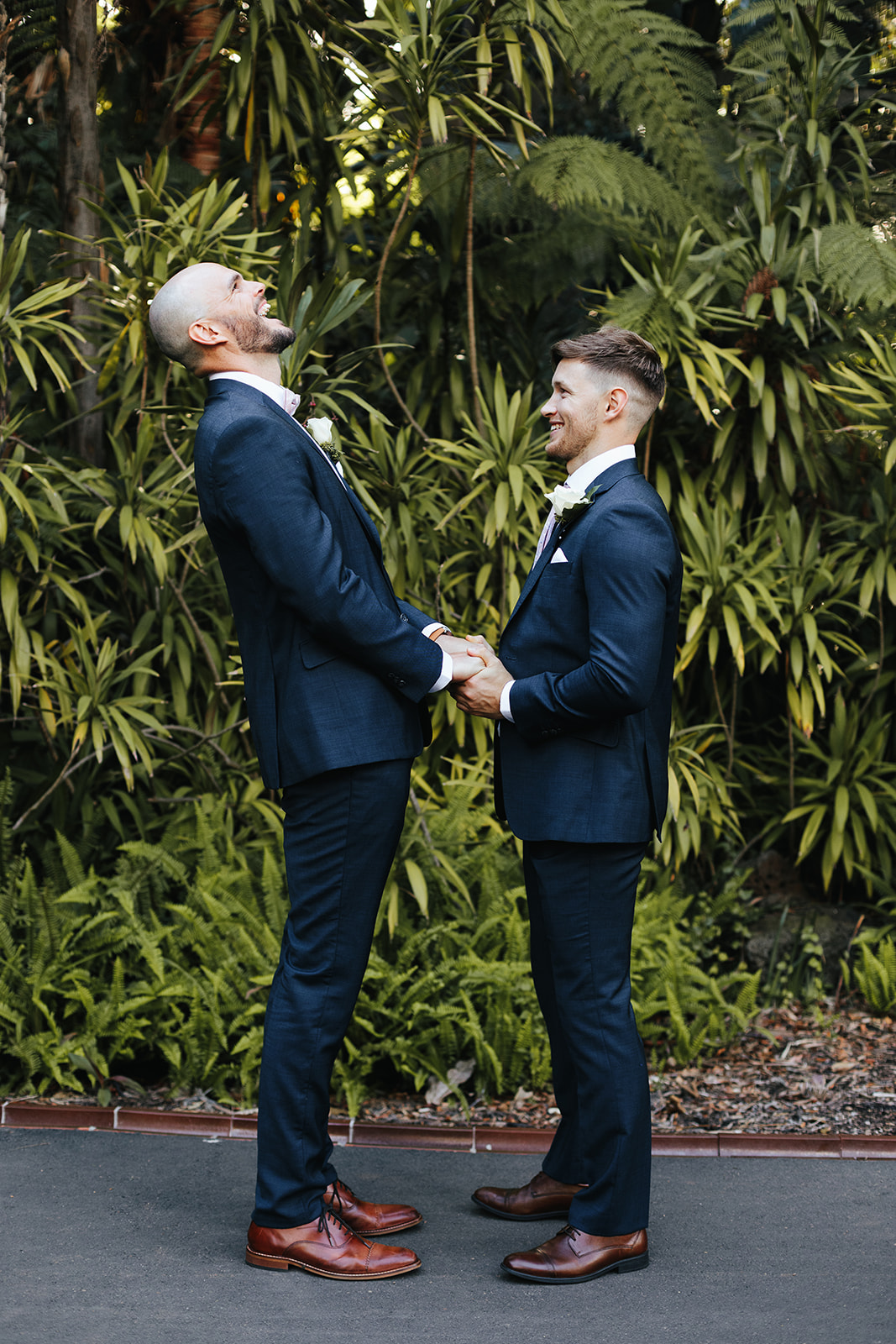 Groom and groomsman at The Terrace Royal Botanic Gardens Melbourne wedding