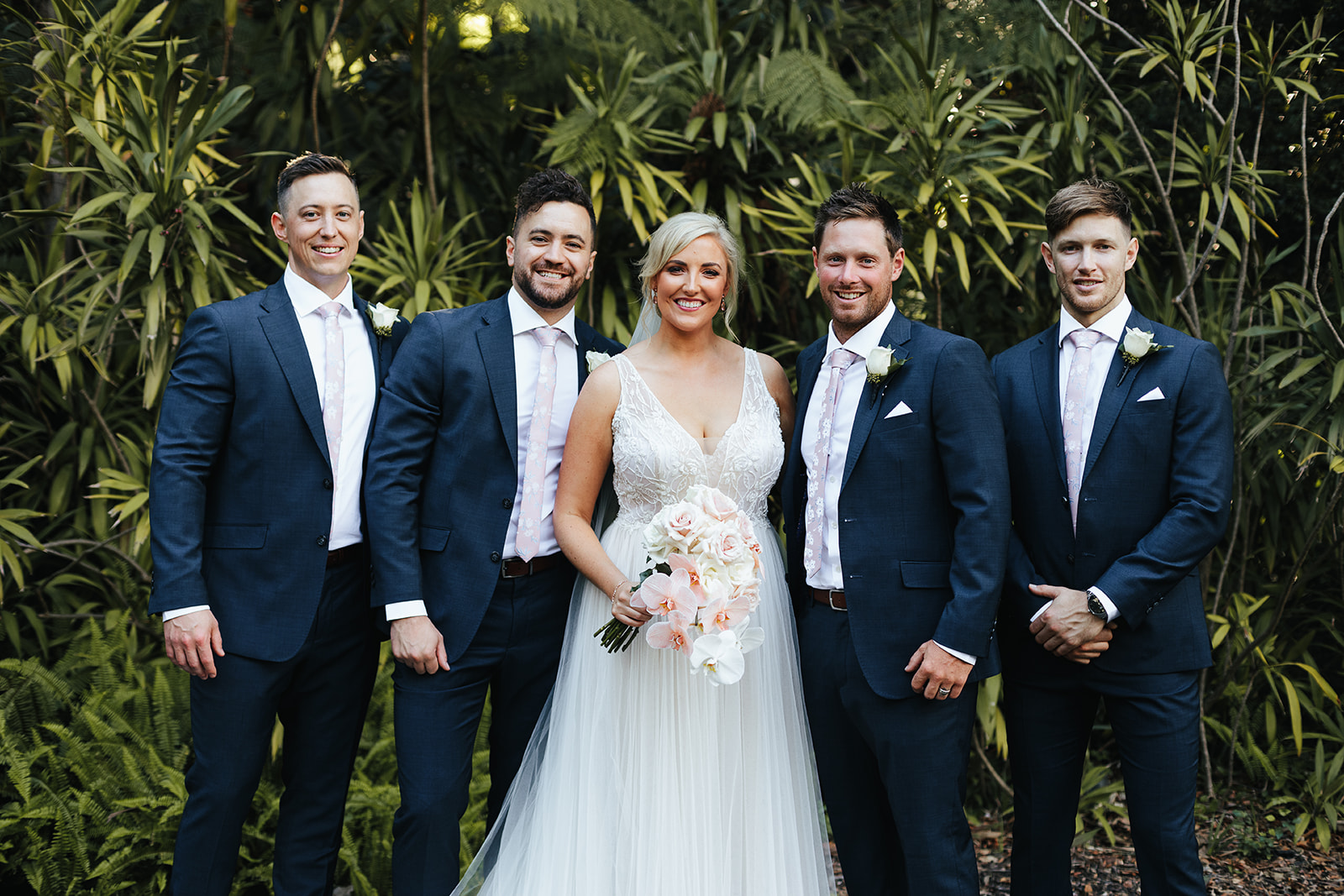 Bride and groomsmen at The Terrace Royal Botanic Gardens Melbourne wedding
