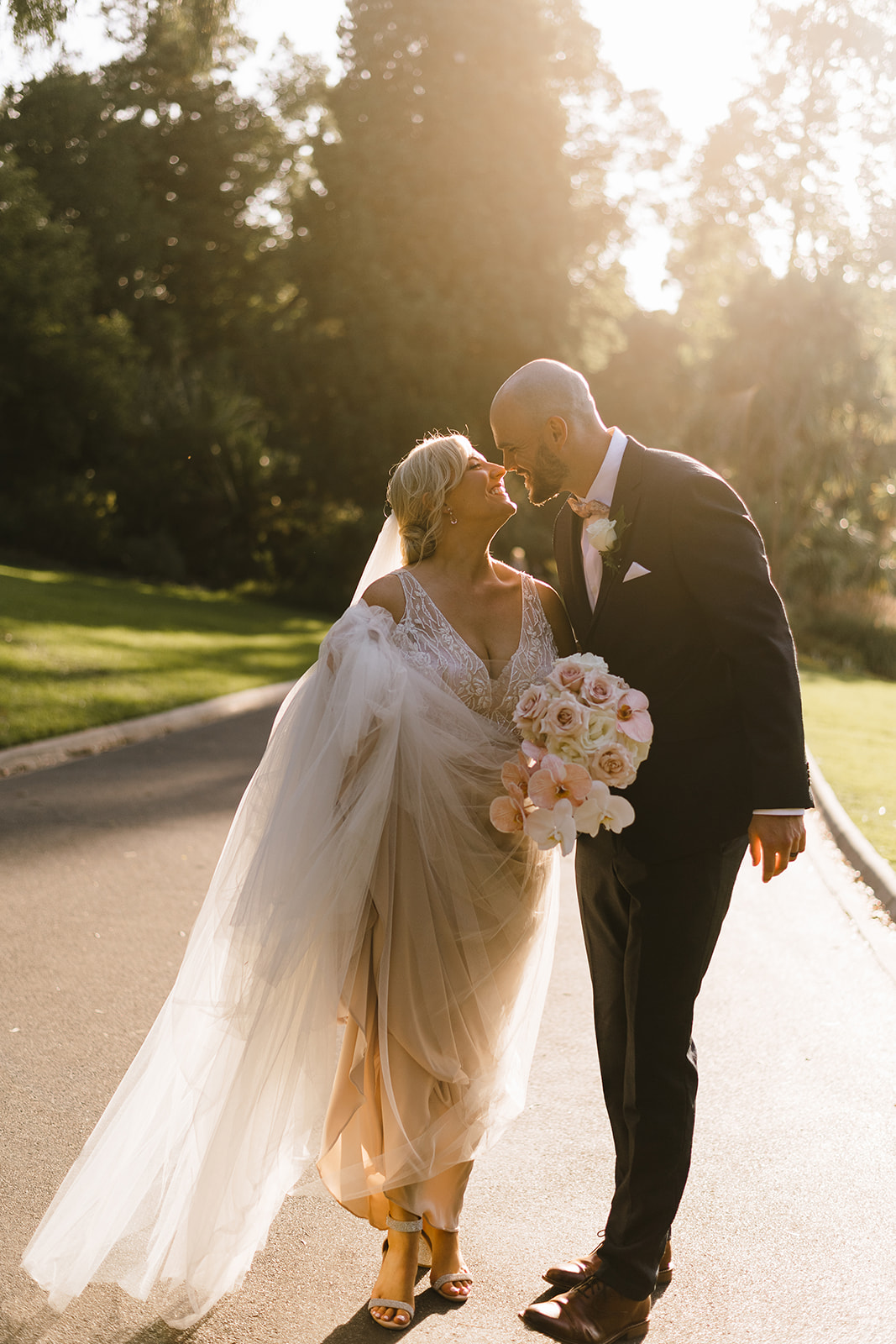 Bride and groom at The Terrace Royal Botanic Gardens Melbourne wedding