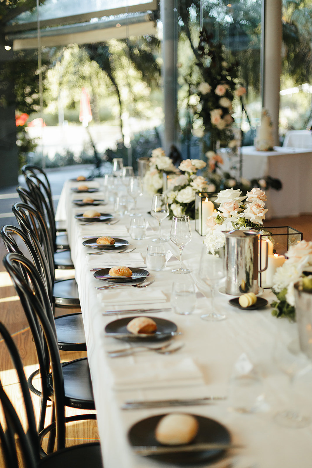 Reception table setup at The Terrace Royal Botanic Gardens Melbourne wedding