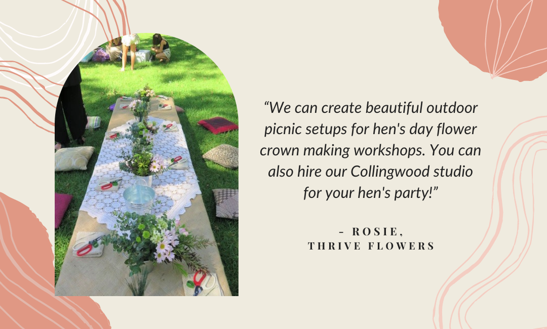 Thrive Flowers & Events Melbourne Hens Day Flower Crown Workshops