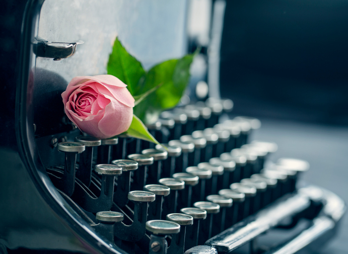 Old antique black vintage typewriter