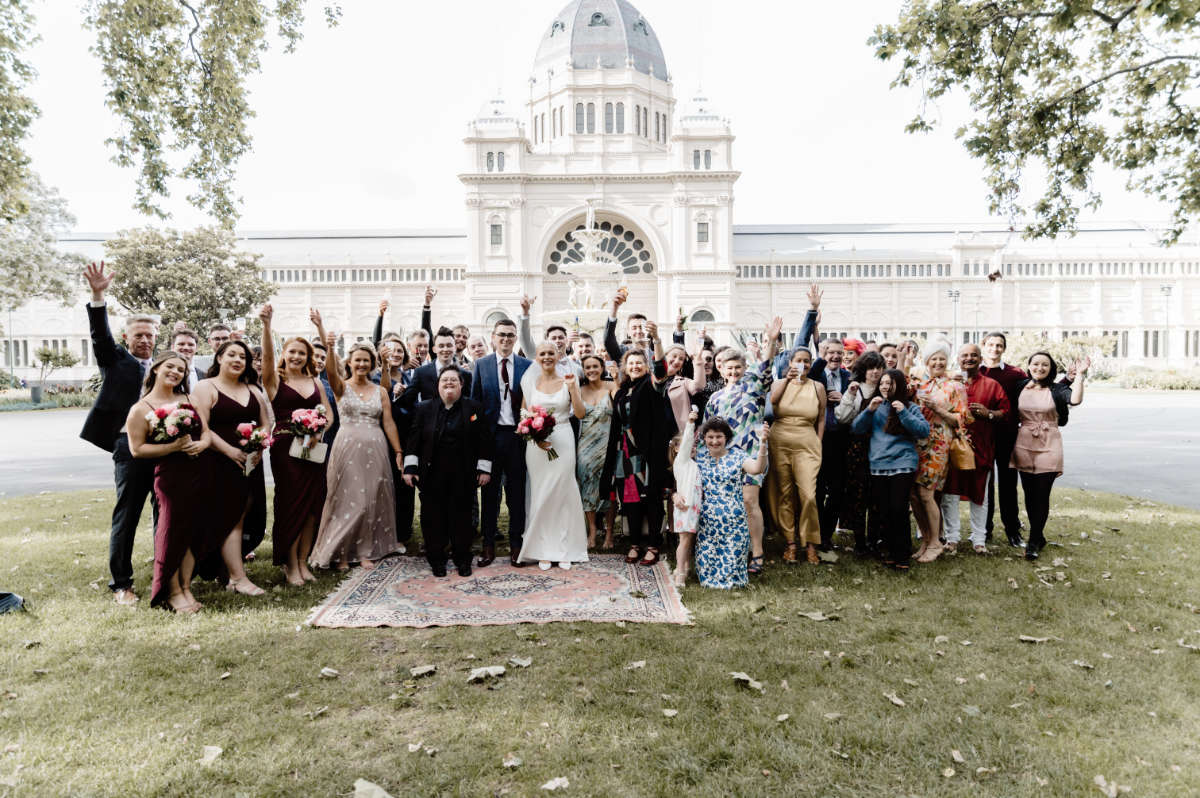 Carlton Gardens wedding ceremony and Harlow Bar reception for Olivia and Parris in Melbourne. Photographed by Bec Conroy Photography.