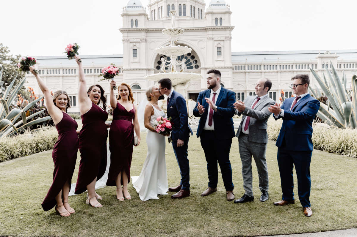 Carlton Gardens wedding ceremony and Harlow Bar reception for Olivia and Parris in Melbourne. Photographed by Bec Conroy Photography.