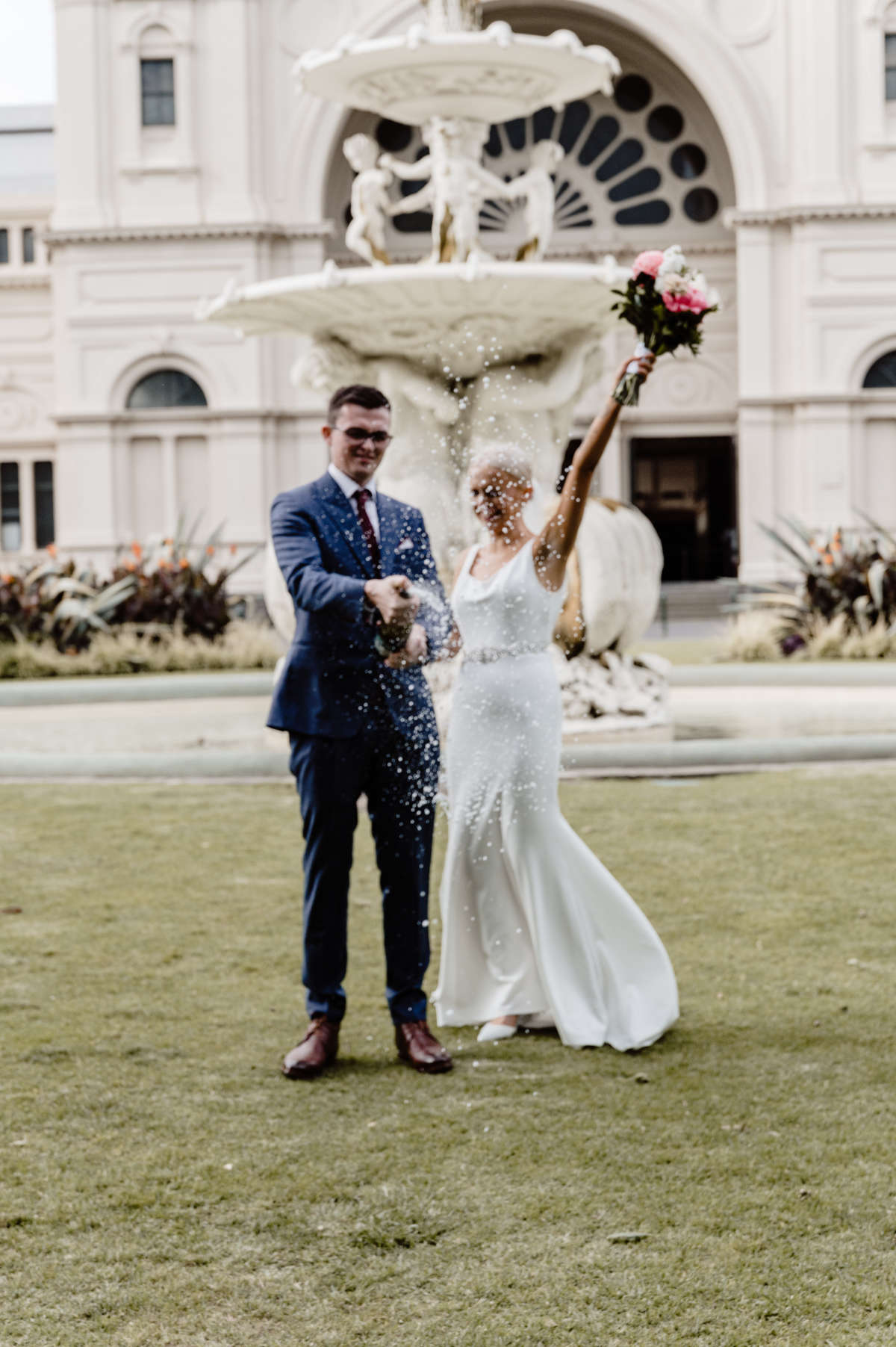 Carlton Gardens wedding ceremony and Harlow Bar reception for Olivia and Parris in Melbourne. Photographed by Bec Conroy Photography.
