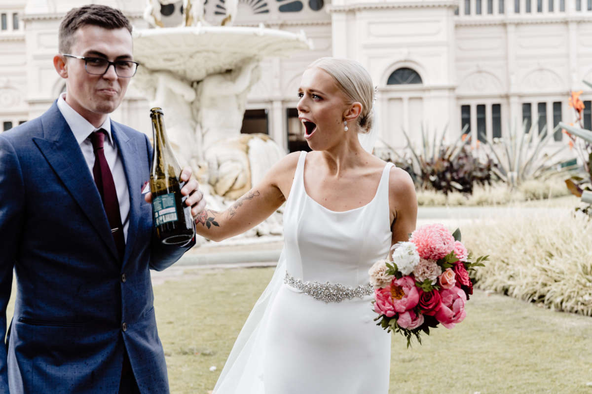 Carlton Gardens wedding ceremony and Harlow Bar reception for Olivia and Parris in Melbourne. Photographed by Bec Conroy Photography.