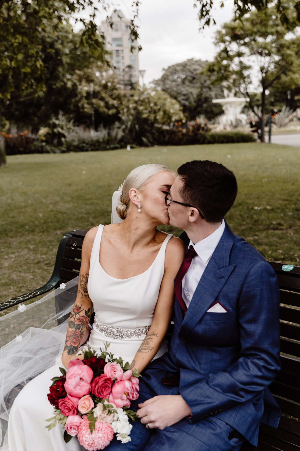 Carlton Gardens wedding ceremony and Harlow Bar reception for Olivia and Parris in Melbourne. Photographed by Bec Conroy Photography.