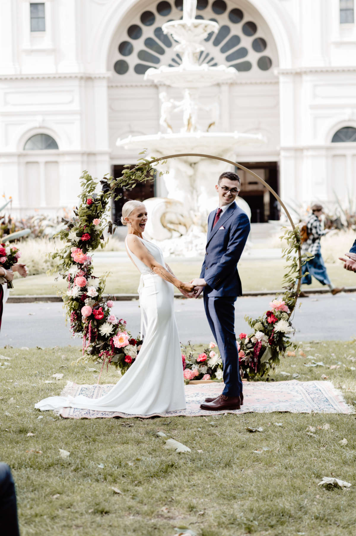 Carlton Gardens wedding ceremony and Harlow Bar reception for Olivia and Parris in Melbourne. Photographed by Bec Conroy Photography.