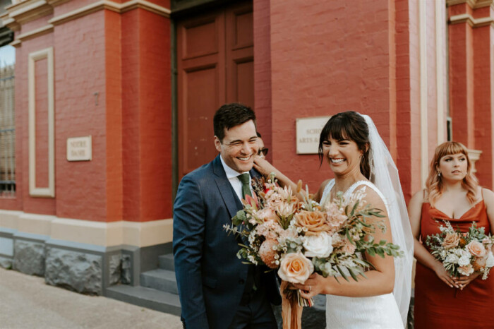 Romantic industrial Guildhall wedding in Fremantle for Cherie and Sharif. Photos by Locksmith Photography.