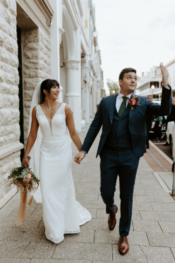 Romantic industrial Guildhall wedding in Fremantle for Cherie and Sharif. Photos by Locksmith Photography.